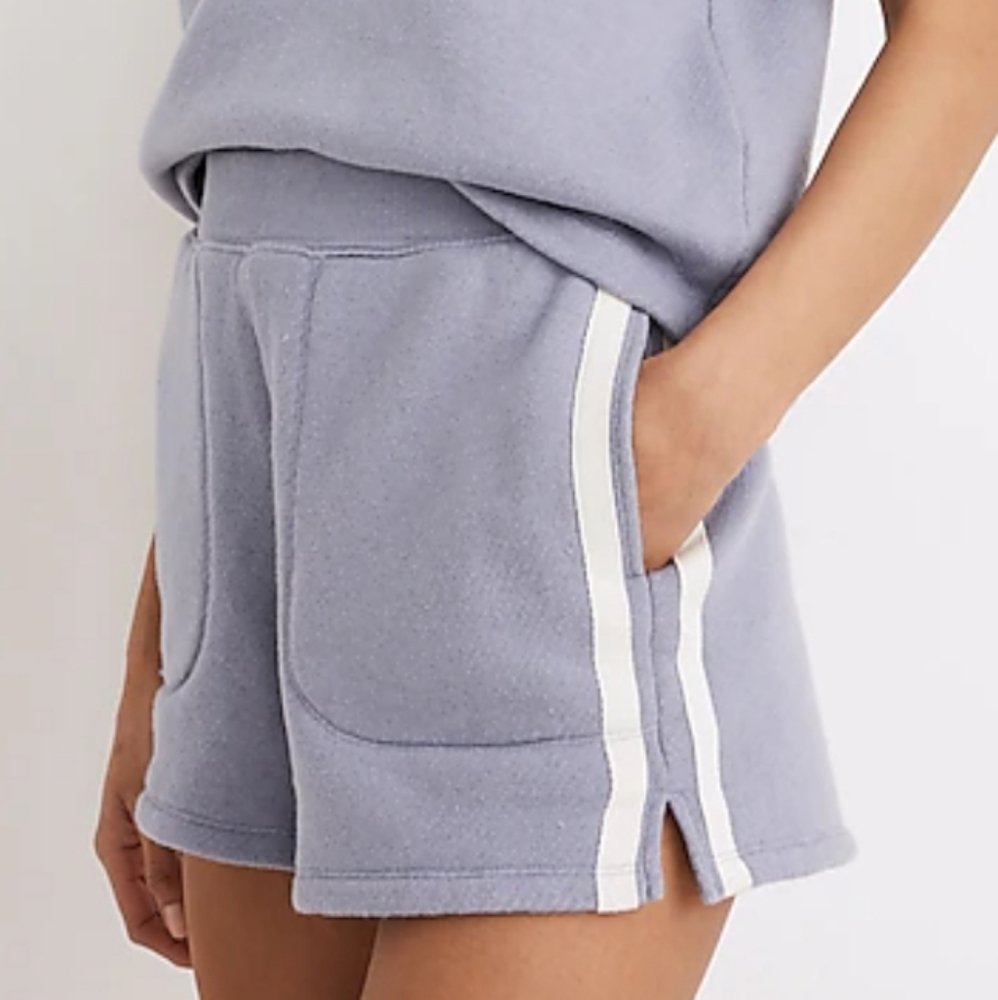 Madewell Airyterry Stitched-Pocket Sweatshorts Varsity-Striped Edition